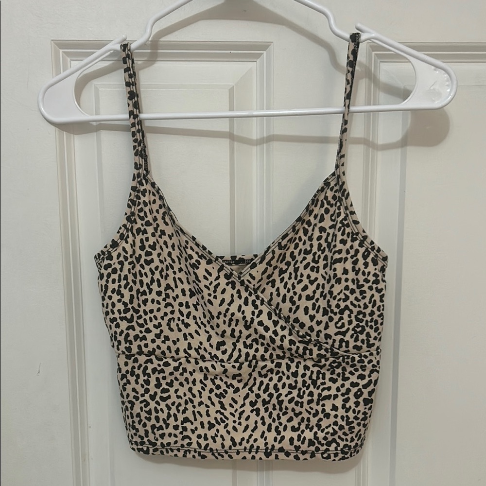 Leopard Print Women's crop tank top Shein size small cotton blend